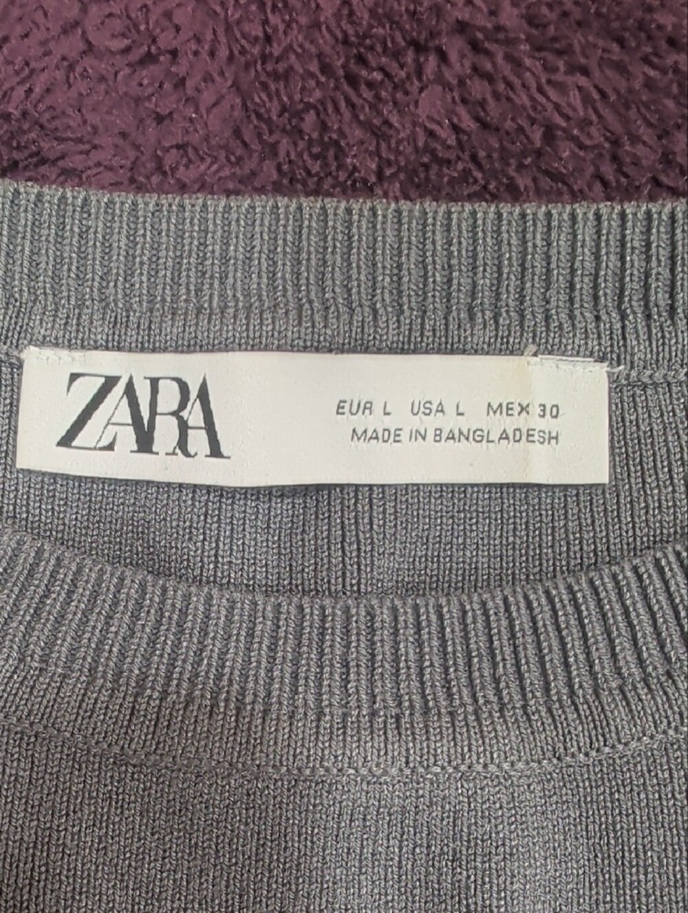 Zara Sleeveless Knit Crop Top - Gray Size L Round Neck - Picture 2 of 5